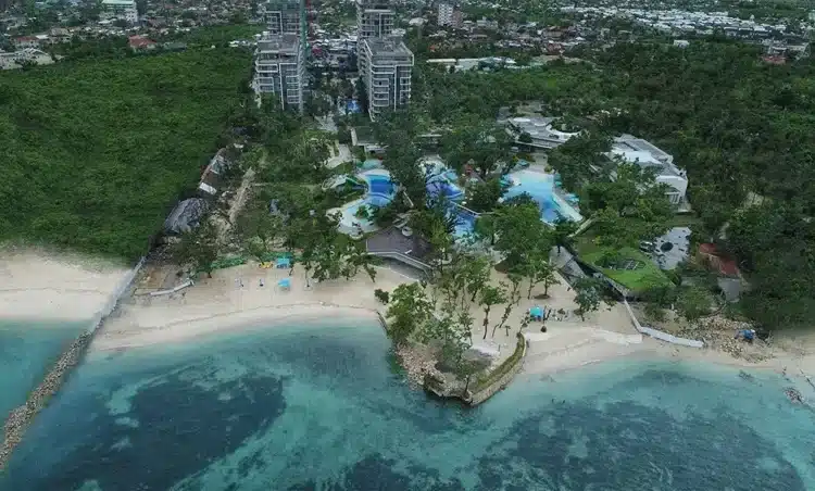 Aerial view of the beachfront site for Pullman Mactan Cebu Hotel & Residences